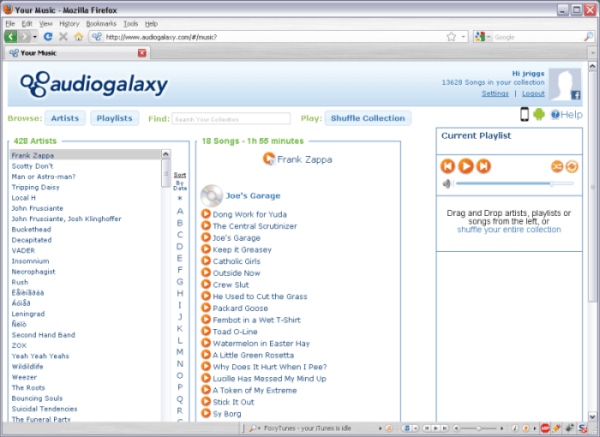 Audiogalaxy Web Interface
